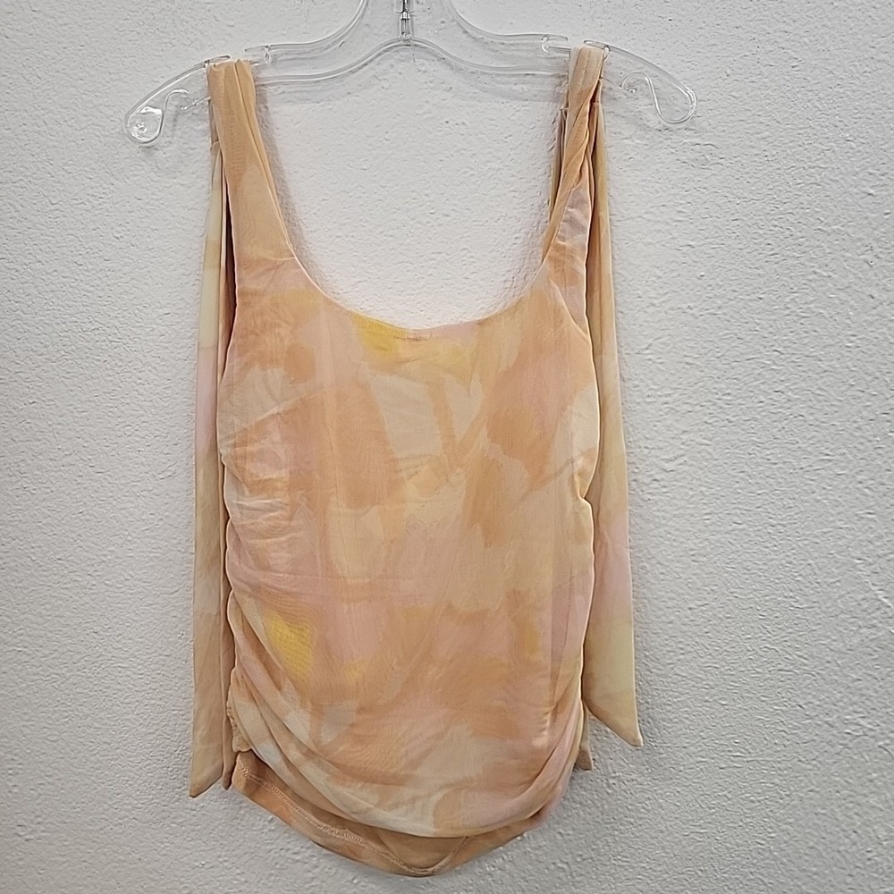 Free People Mesh Multi Color Sleeve-less Top, Size Large - Picture 5 of 9